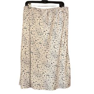 LANE BRYANT UEC Plus Size 16 Off-White & Black Women's Midi Skirt Bias Cut